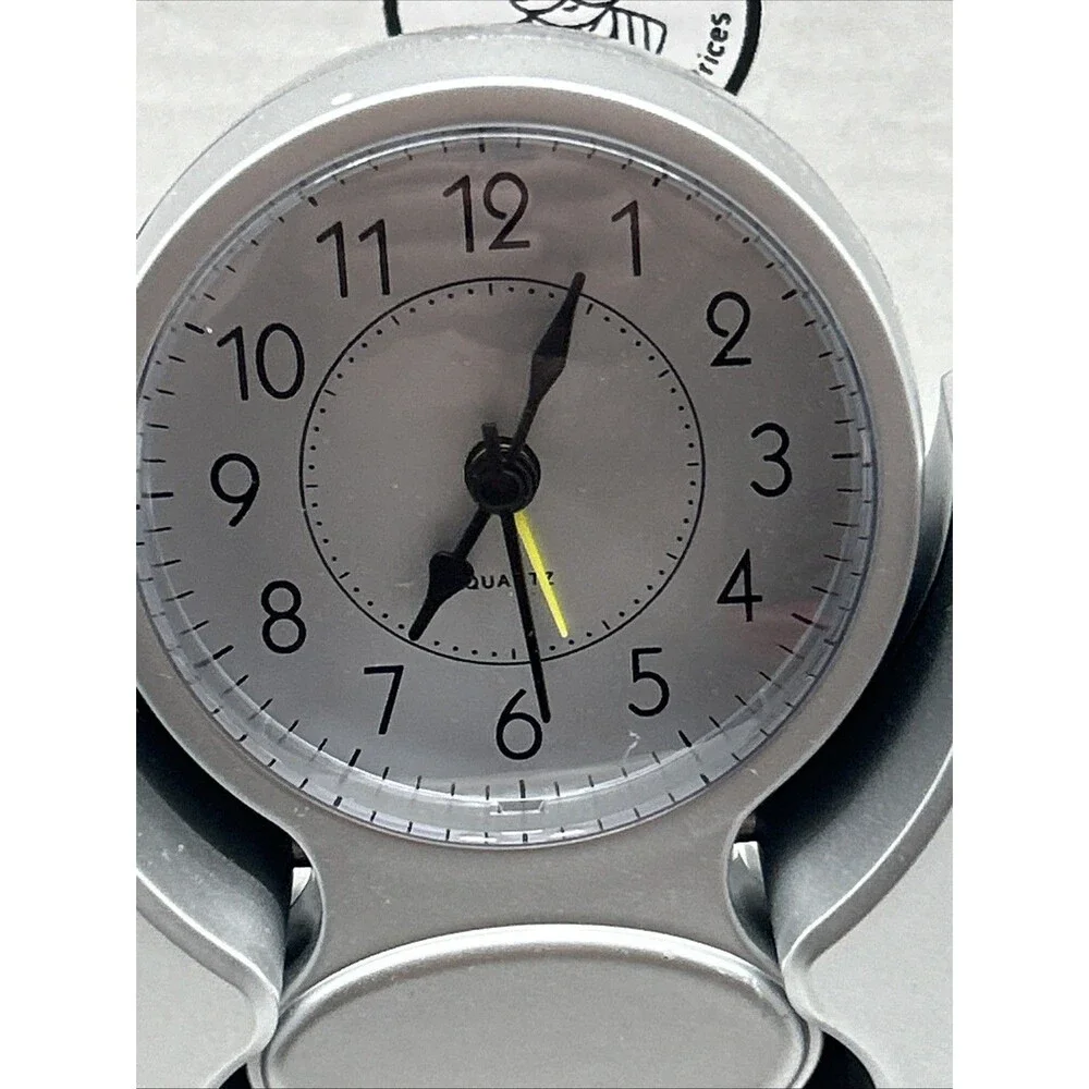 Vintage Desktop Swivel Top Analog Alarm Clock - Silver - Tested/Working